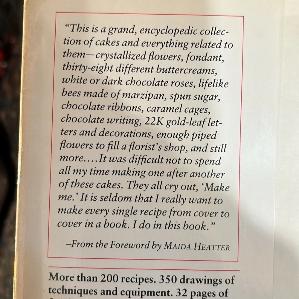 THE CAKE BIBLE by Rose Levy Beranbaum.  Vintage Cookbook from 1988